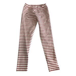 Hanna Andersson Girls Striped Leggings Size 10 Red Cream Organic Cotton